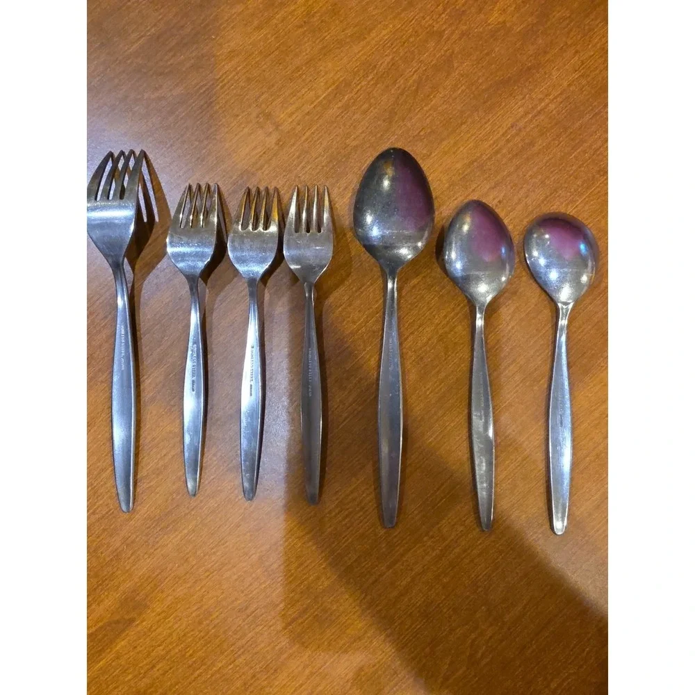 Interpur INR3 Rose Stainless Flatware Silverware 7 Piece Japan Forks And Spoons